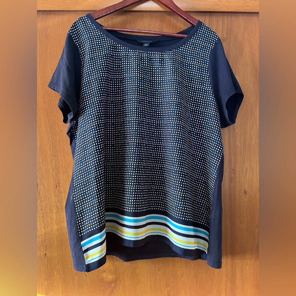 Tommy Hilfiger Navy Blue Top with Striped Accents